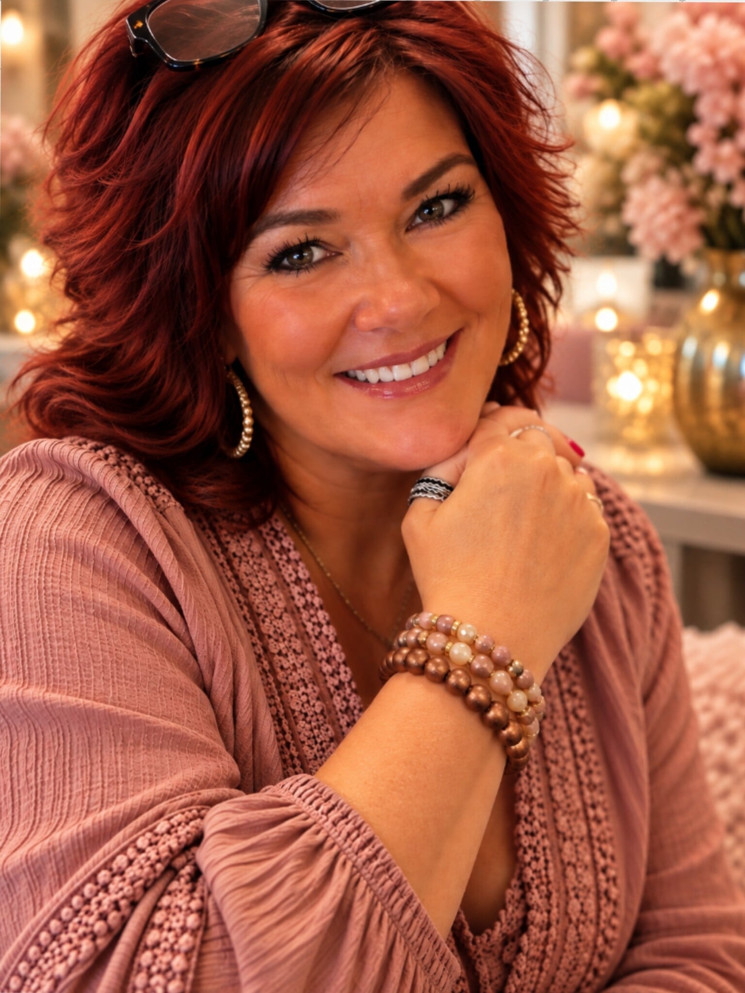 Sazou Jewels Elastische Plus Size armband  Fall van Agaat, hematiet en glaskralen