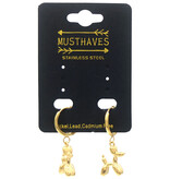 Musthaves Stainless Steel gouden ballonhondjes aan kleine creolen