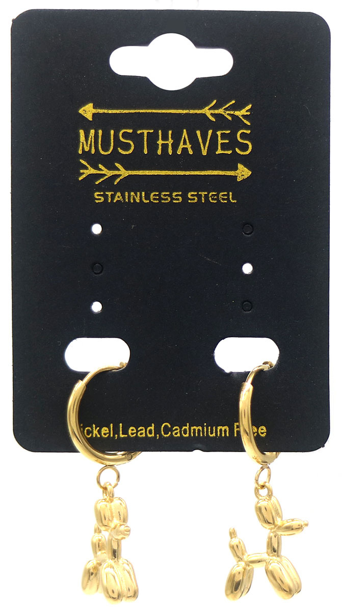Musthaves Stainless Steel gouden ballonhondjes aan kleine creolen