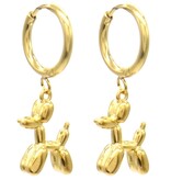 Musthaves Stainless Steel gouden ballonhondjes aan kleine creolen