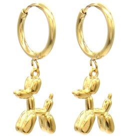 Musthaves Oorbellen | Ballon hondje | Stainless Steel | Goud
