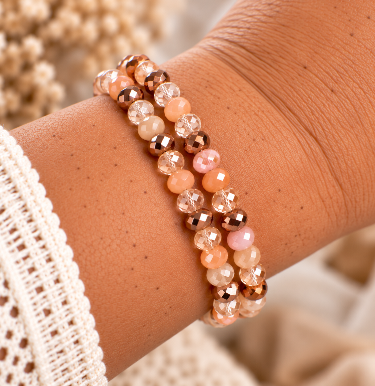 Sazou Jewels Armbanden set van 6 mm Multicolor glasbeads