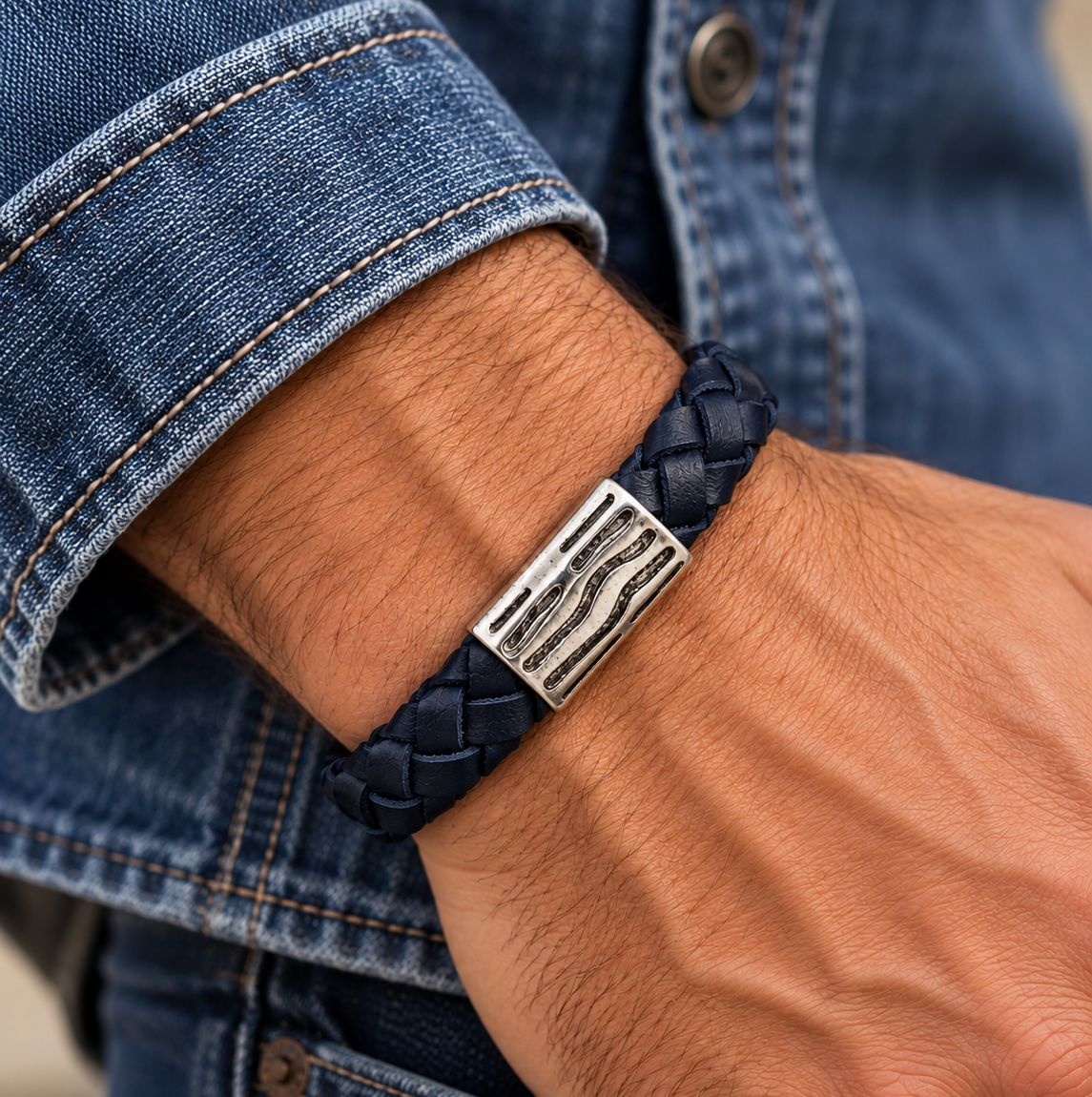 Sazou Jewels Echt lederen armband met een Zamak slot en tube.