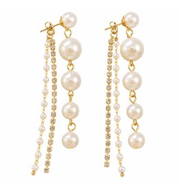 Oorbellen | Pearls & Strass | Goud | Wit