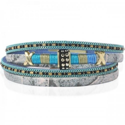 Wikkel-armband Blauw Grijs