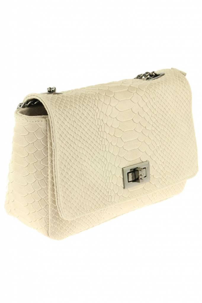 Italiaans lederen andtas Anaconda - Beige-Licht Roze