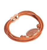 A-Zone Echt lederen armband Brown met half edelsteen en magneet sluiting