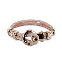 New Bling Armband zacht roze leer met beads en lus sluiting Rose