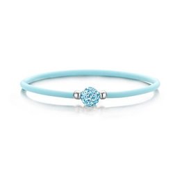 Colori Baby Blue siliconen armbandje met Zirkonia