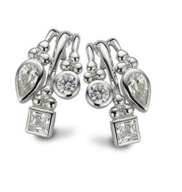 New Bling Zilveren Oorstekers Wit CZ Rhodium