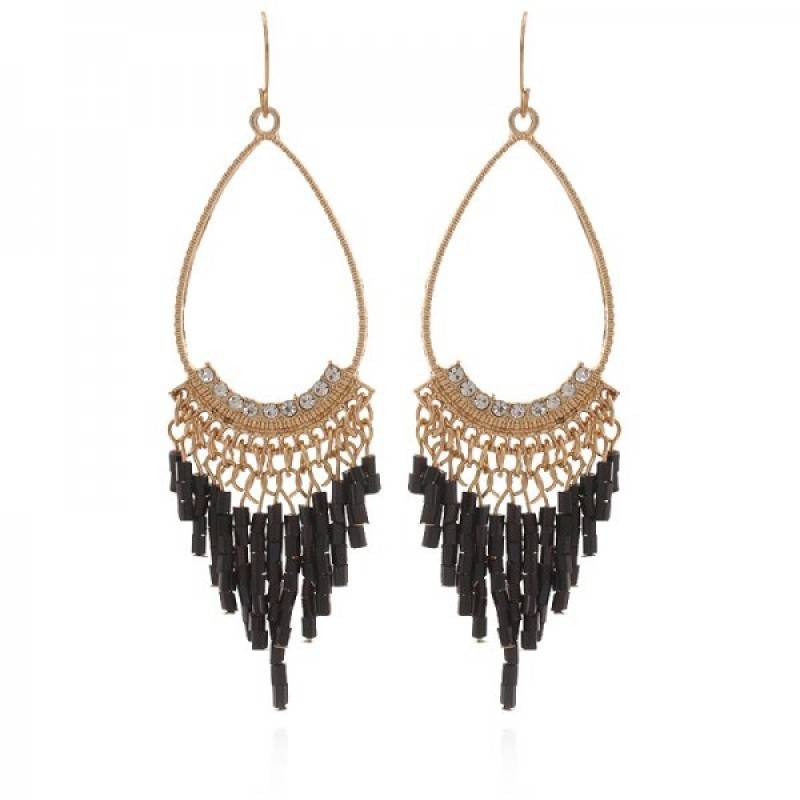 Oorbellen  met strass en steentjes Black