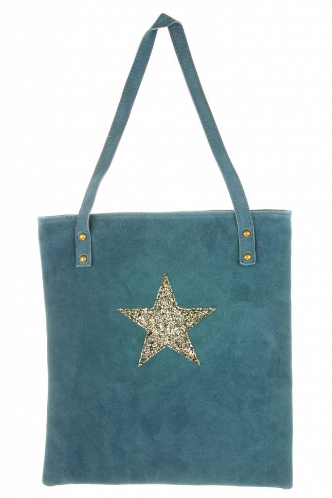 Echt Suede Tas Stacia Star Blue