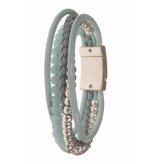 Armband Aqua met Leer en Crystal