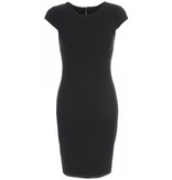 Fame Fashion Black Dress met ronde hals en kapmouwtje