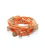 Wikkel armband Peachy met gouden muntjes