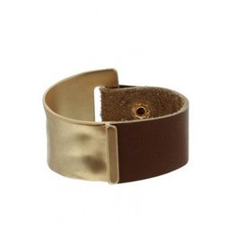A-Zone Armband | Leer | Mat Gouden Element