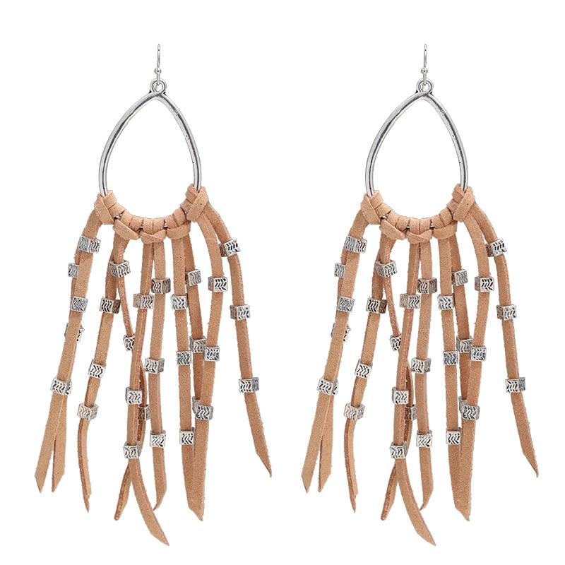 Oorbel Suede Fringes - Cognac