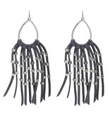 Oorbel hangers met antraciet Suede Fringes