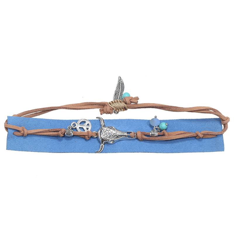 Armband Boho Ibiza Blauw met Buffel