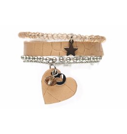 Gina Nina Armband leer, set van 3, Nude 0081-001