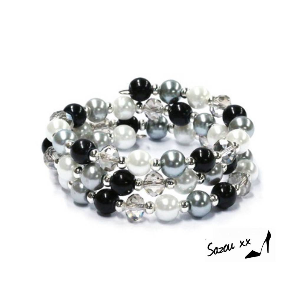 Sazou Jewels Wire Armband  Black and White