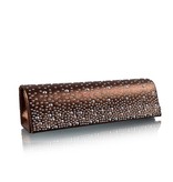 Koffie kleurige clutch of avondtas met ronde zilveren studs