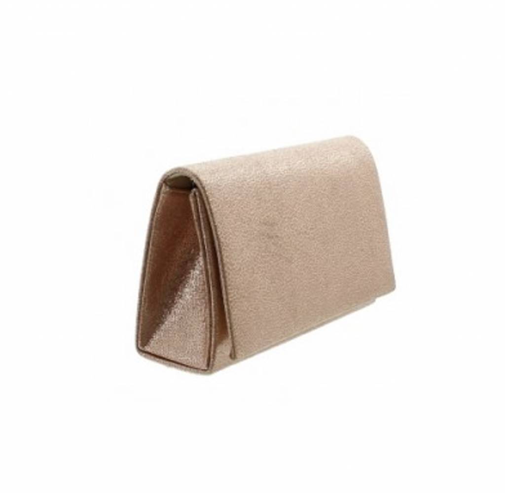 Shiny Old pink clutch met zilveren ketting