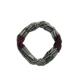 A-Zone Elastische kralen armband in bordeaux en zilver grijs