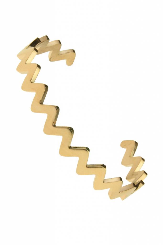 Open armband Zig Zag Edelstaal 316L Gold Plated