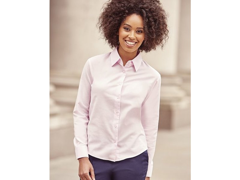 Russell Collection Ladies Oxford Blouse LS