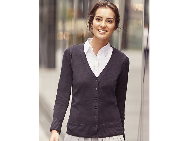 Russell Collection Ladies V-Neck Knitted Cardigan