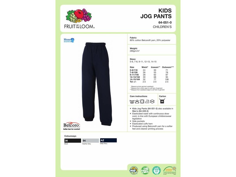 Fruit of the Loom Kids Jog Pants