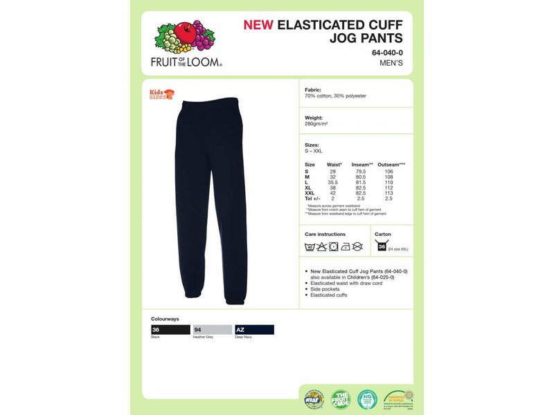 Fruit of the Loom Elasticated Cuff Jog Pants