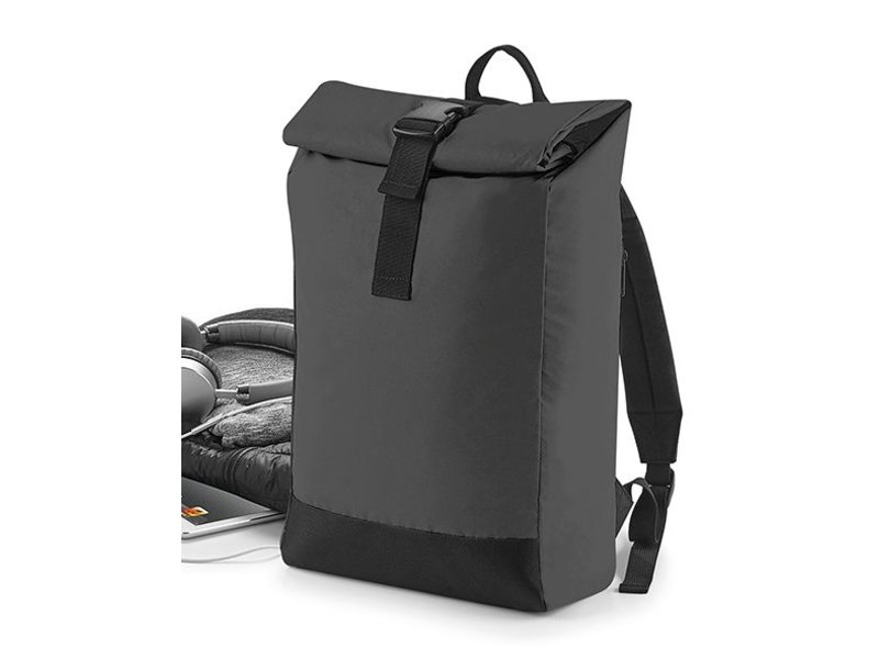 Bag Base Reflective Roll-Top Backpack