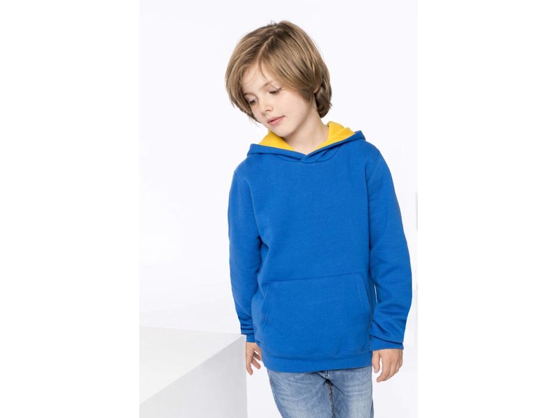 Kariban Kinder hooded sweater met gecontrasteerde capuchon