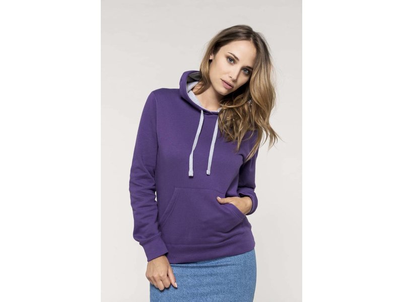 Kariban Dames Hoodie met capuchon in contrasterende kleur