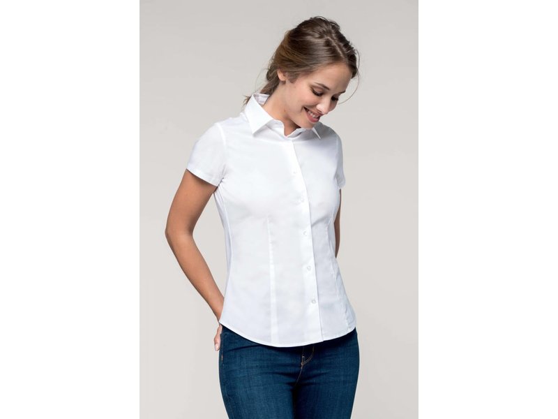 Kariban Dames stretch blouse korte mouwen