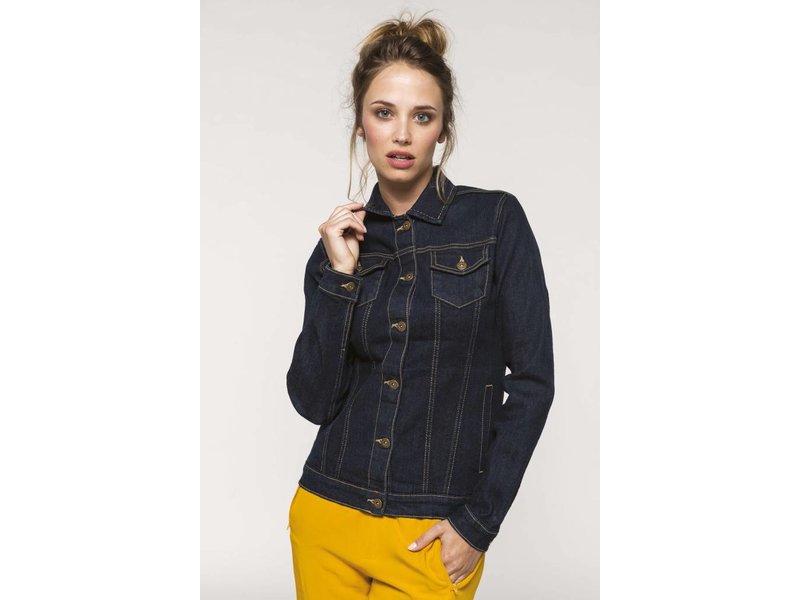 Kariban Ongevoerde damesjas van denim