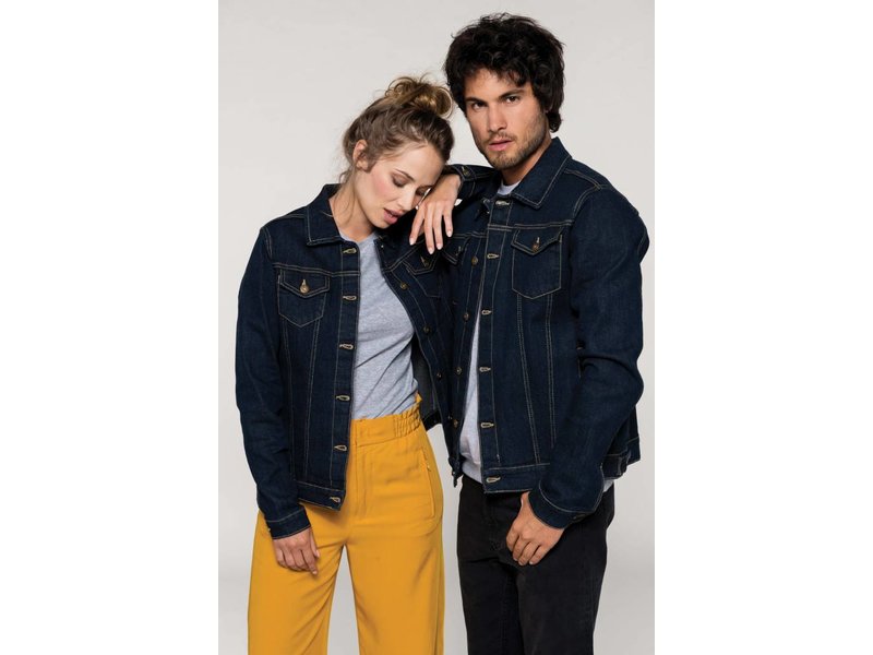 Kariban Ongevoerde damesjas van denim