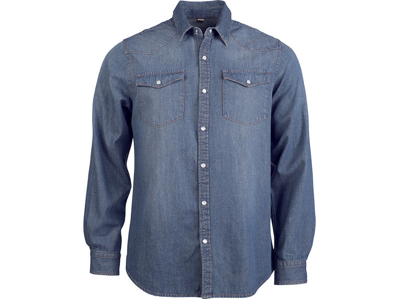 Kariban Heren denim overhemd lange mouwen