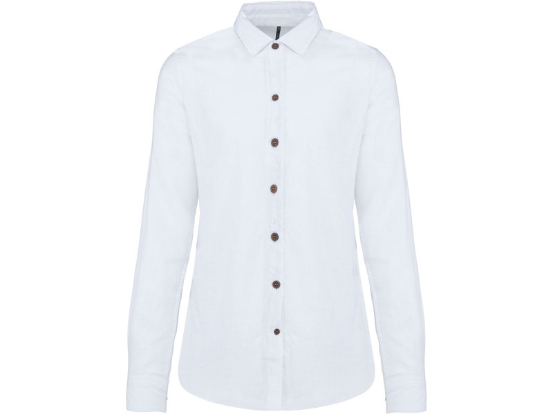 Kariban Damesoverhemd van linnen met lange mouwen