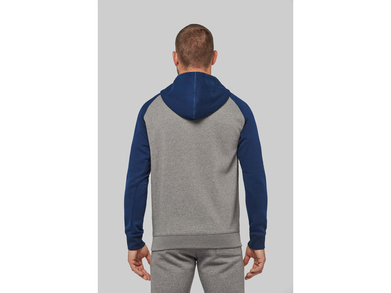 Proact Fleece met rits en tweekleurige capuchon unisex