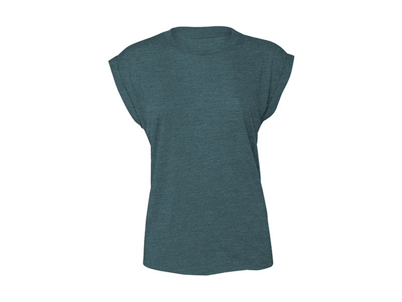 Bella + Canvas Ladies' flowy rolled-cuff T-shirt