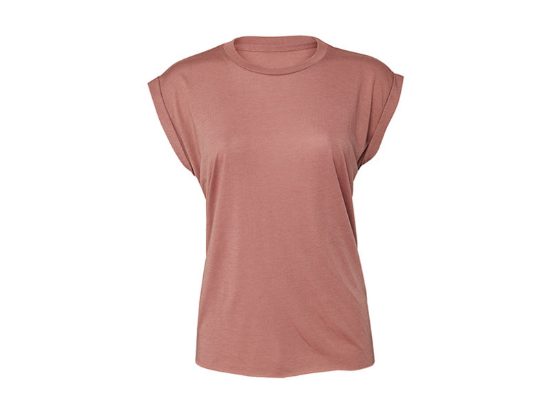 Bella + Canvas Ladies' flowy rolled-cuff T-shirt