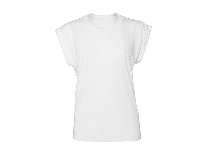 Bella + Canvas Ladies' flowy rolled-cuff T-shirt