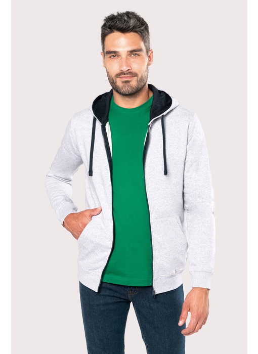 Kariban | K466 | Men's contrast hooded full zip sweatshirt