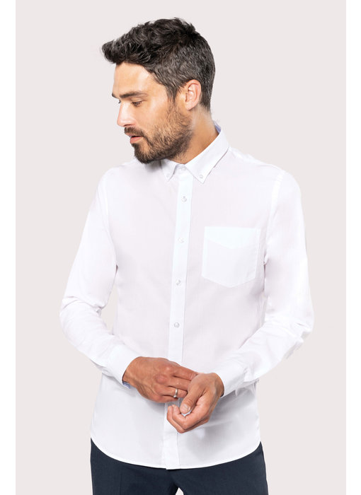 Kariban | K517 | Long-sleeved washed cotton poplin shirt