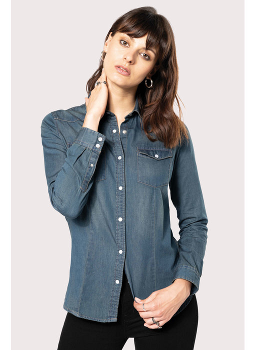 Kariban | K518 | Ladies' long-sleeved denim shirt