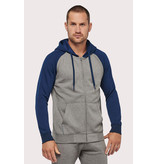 Proact Fleece met rits en tweekleurige capuchon unisex