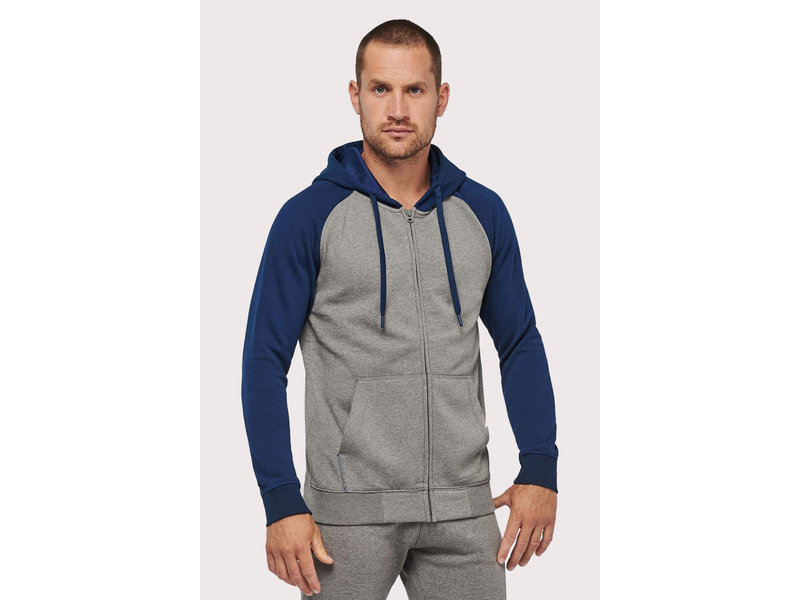 Proact Fleece met rits en tweekleurige capuchon unisex